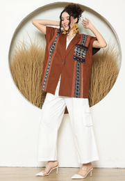 Terracota Ikat Cape Blazer