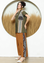 Army Ikat Cape Blazer