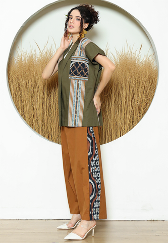 Army Ikat Cape Blazer