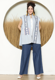 Grey Ikat Cape Blazer