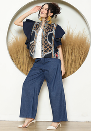 Black Tribal Ikat Vest Bomber