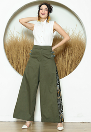 Green Ikat Chongsam Pants