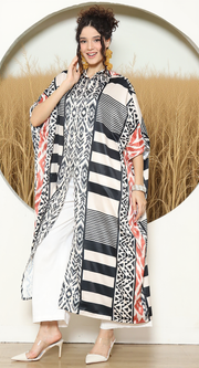 STRIPE IKAT BUTTON KAFTAN