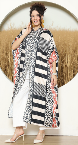 STRIPE IKAT BUTTON KAFTAN