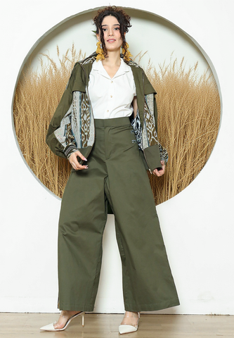 Army Handwoven Ikat Bomber Jacket