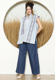 Grey Ikat Cape Blazer