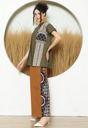 Army Ikat Cape Blazer