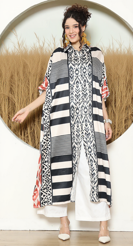 STRIPE IKAT BUTTON KAFTAN
