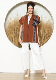 Terracota Ikat Cape Blazer