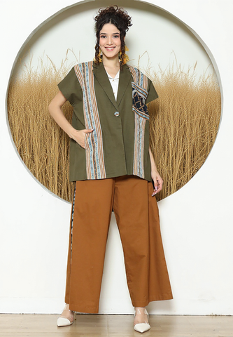 Army Ikat Cape Blazer