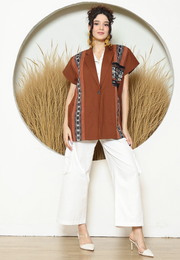 Terracota Ikat Cape Blazer