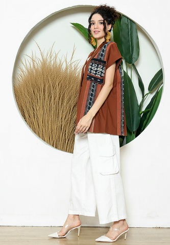 Terracota Ikat Cape Blazer