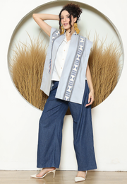 Grey Ikat Cape Blazer