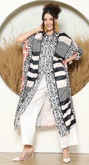 STRIPE IKAT BUTTON KAFTAN