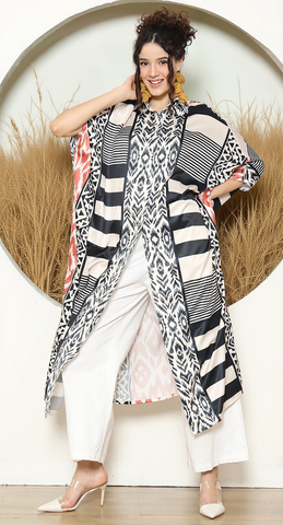 STRIPE IKAT BUTTON KAFTAN