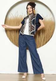 Black Tribal Ikat Vest Bomber