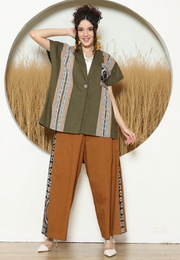 Army Ikat Cape Blazer