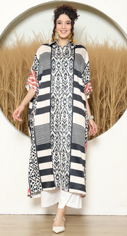STRIPE IKAT BUTTON KAFTAN