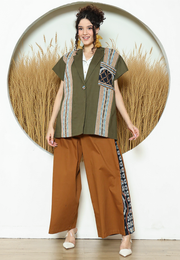 Army Ikat Cape Blazer