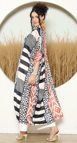 STRIPE IKAT BUTTON KAFTAN