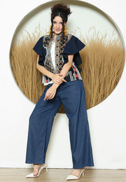 Black Tribal Ikat Vest Bomber