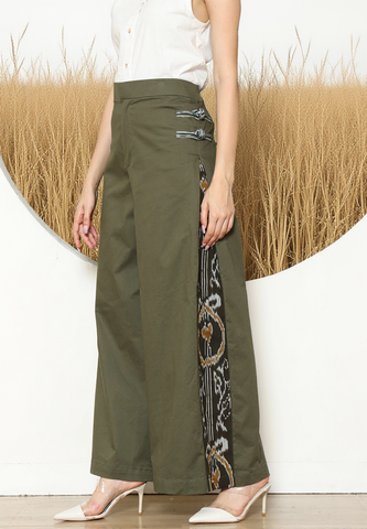 Green Ikat Chongsam Pants