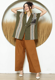 Army Ikat Cape Blazer