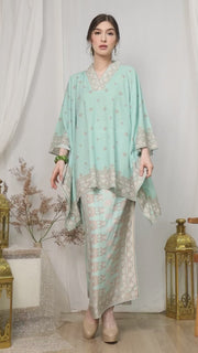 Mint Songket V-neck Songket Sarong Set