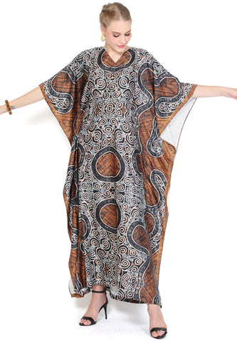 Kanzi Short Sleeve Brown Batik Kaftan