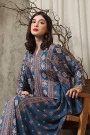 Prussian Blue Ikat Long Kaftan