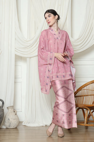 Cosmo Pink Ikat V-neck Sarong Set