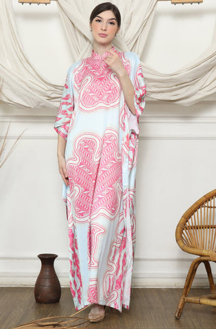 Pink HC Batik Abstract Short Sleeve Kaftan