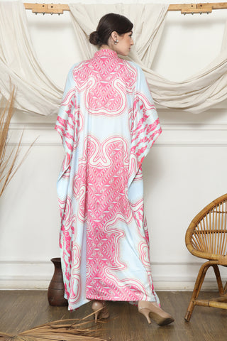 Pink HC Batik Abstract Short Sleeve Kaftan