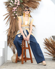 Yellow Stripe Ikat Kimono with Belt