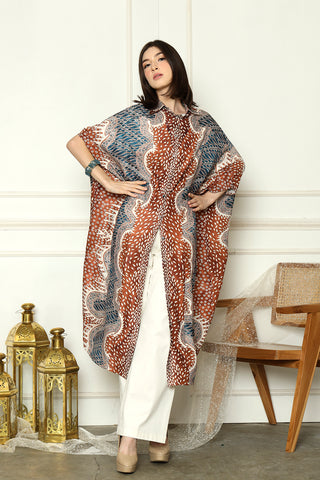 Bronze Batik New Button Kaftan