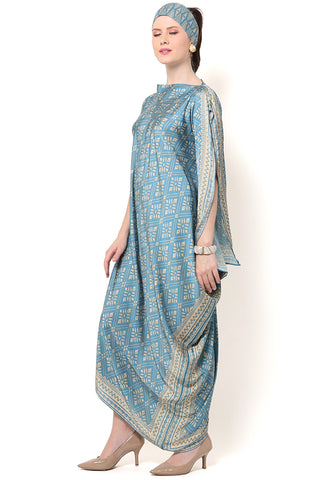 Kanzi Asymmetric Blue Tapis Kaftan