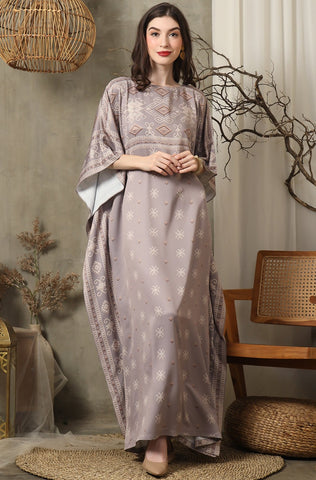 Ash Grey Ikat Short Kaftan