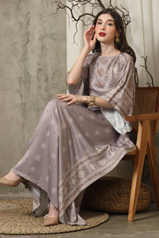 Ash Grey Ikat Short Kaftan