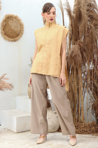 Yellow Short Linen Kimono