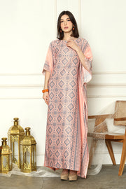 Peach Short Sleeve Songket Kaftan