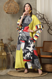 Yellow Stripe Abstract Kaftan