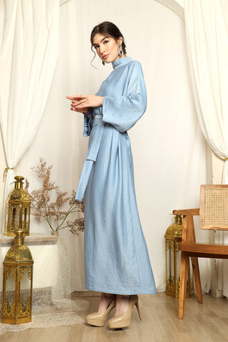 Ice Blue High Collar Kaftan