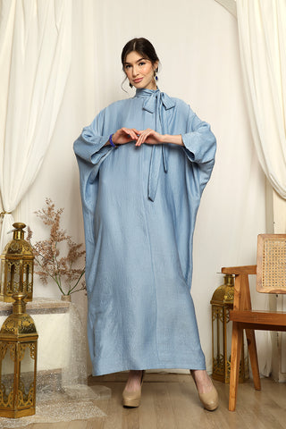 Ice Blue High Collar Kaftan