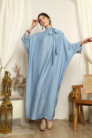 Ice Blue High Collar Kaftan