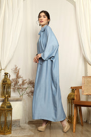 Ice Blue High Collar Kaftan