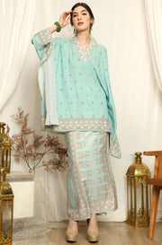 Mint Songket V-neck Songket Sarong Set