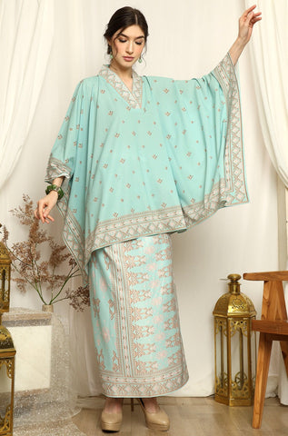 Mint Songket V-neck Songket Sarong Set