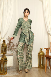 Dusty Green Songket Tunik Pants Set