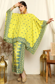 Yellow Songket Round neck Sarong Set