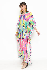 Kanzi Short Sleeve Abstract Kaftan